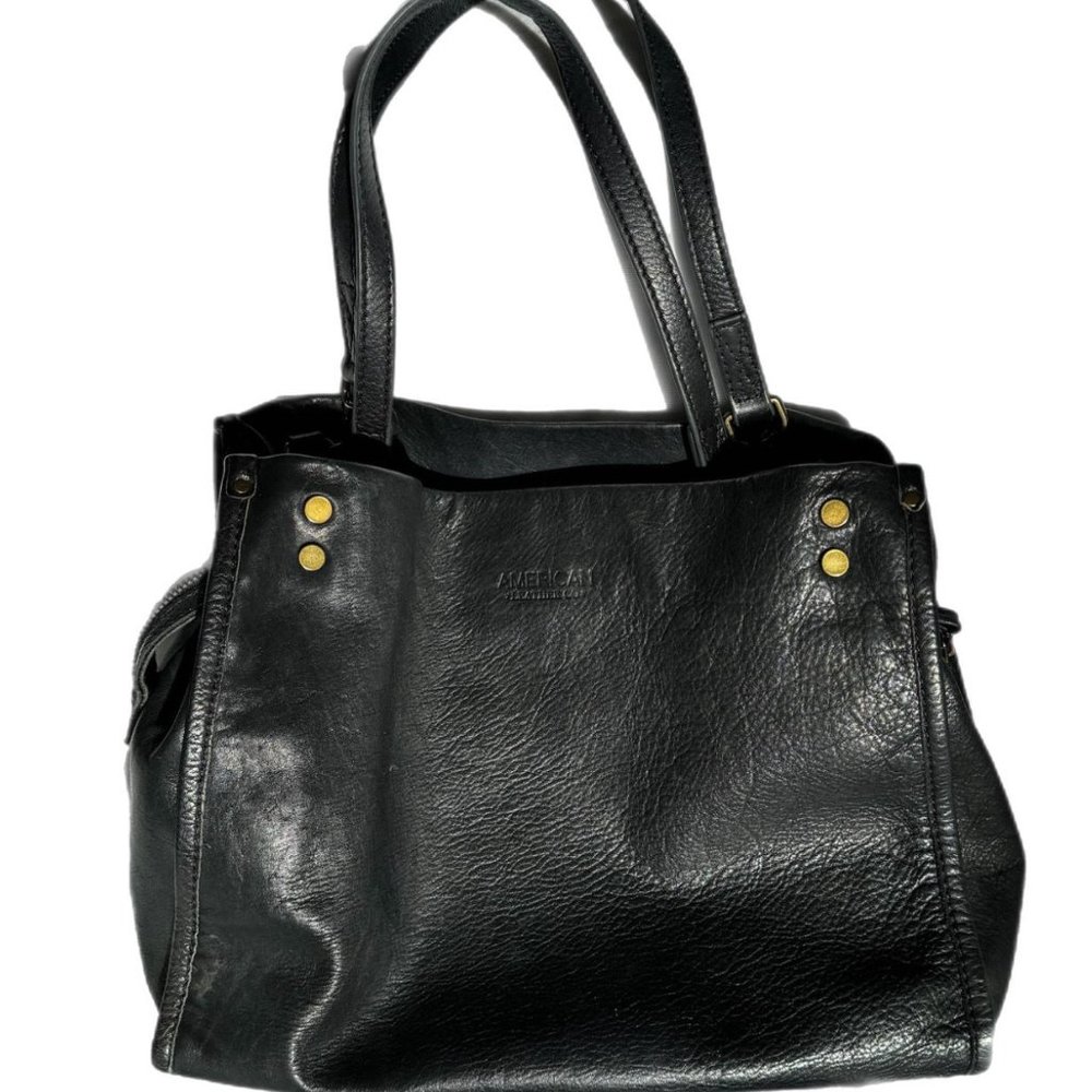 American Leather Co Lenox Triple Entry Satchel in black